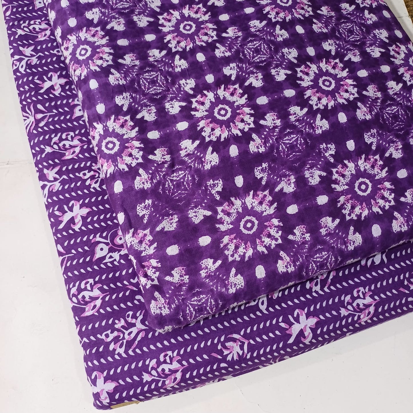 Floral Printed Pure Cotton Unstitched Top Bottom Combo Set 2.5 Mtr Top 2.5 Mtr Bottom