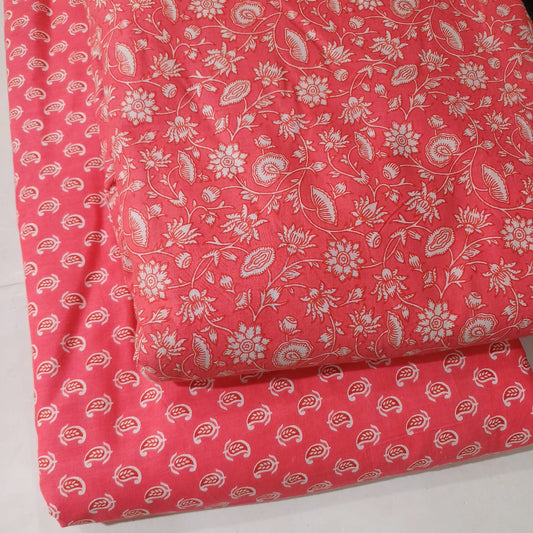 Floral Printed Pure Cotton Unstitched Top Bottom Combo Set 2.5 Mtr Top 2.5 Mtr Bottom