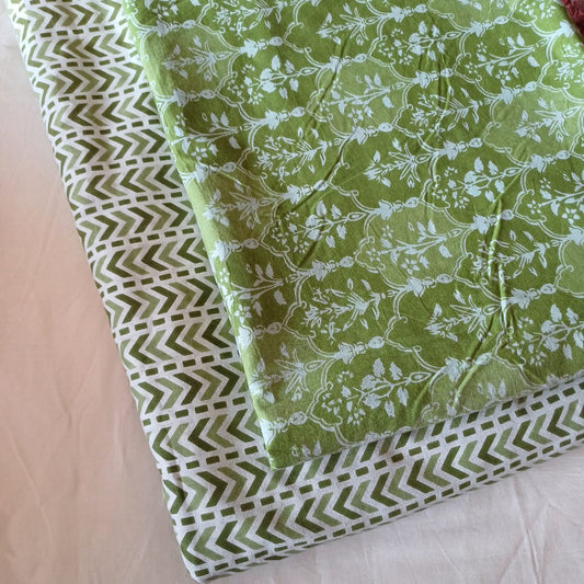 Floral Printed Pure Cotton Unstitched Top Bottom Combo Set 2.5 Mtr Top 2.5 Mtr Bottom