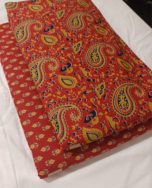 Floral Printed Pure Cotton Unstitched Top Bottom Combo Set 2.5 Mtr Top 2.5 Mtr Bottom