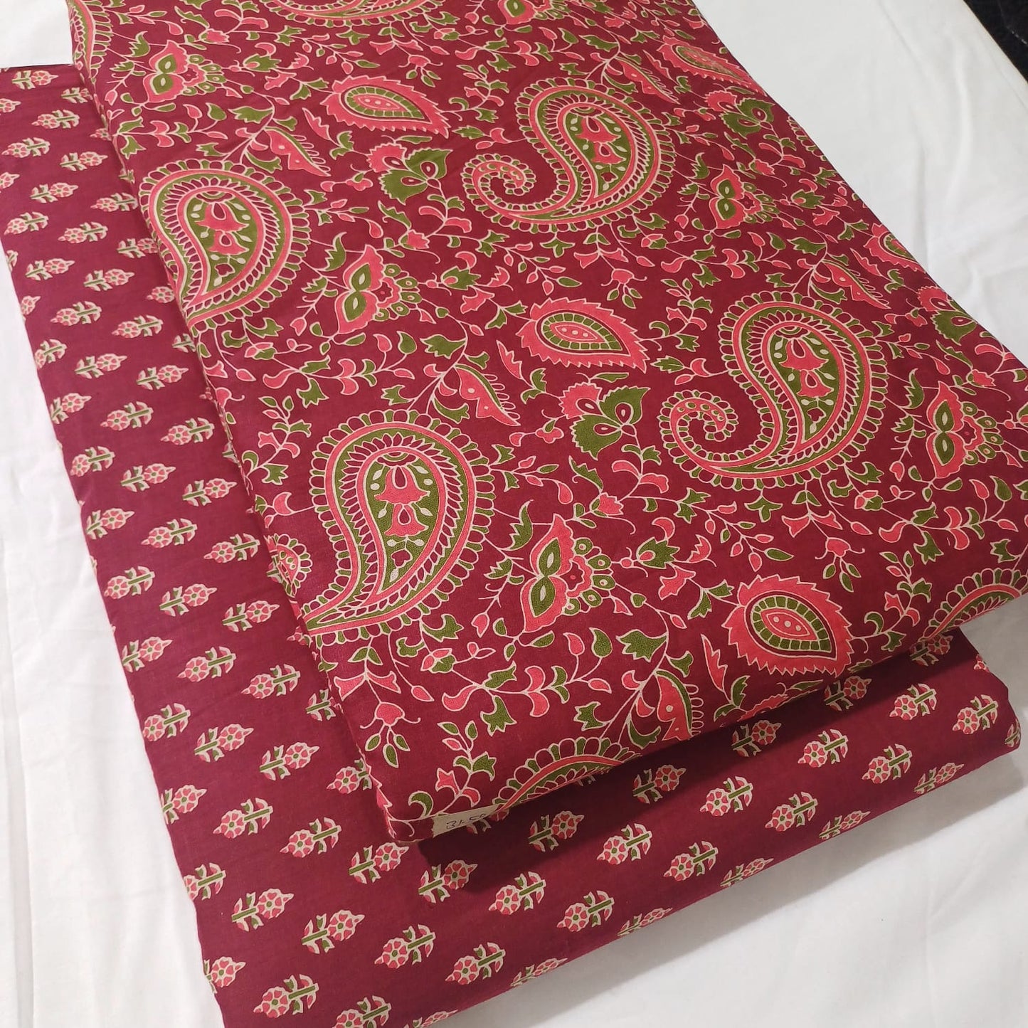 Floral Printed Pure Cotton Unstitched Top Bottom Combo Set 2.5 Mtr Top 2.5 Mtr Bottom
