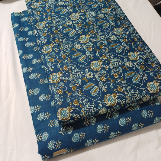 Floral Printed Pure Cotton Unstitched Top Bottom Combo Set 2.5 Mtr Top 2.5 Mtr Bottom