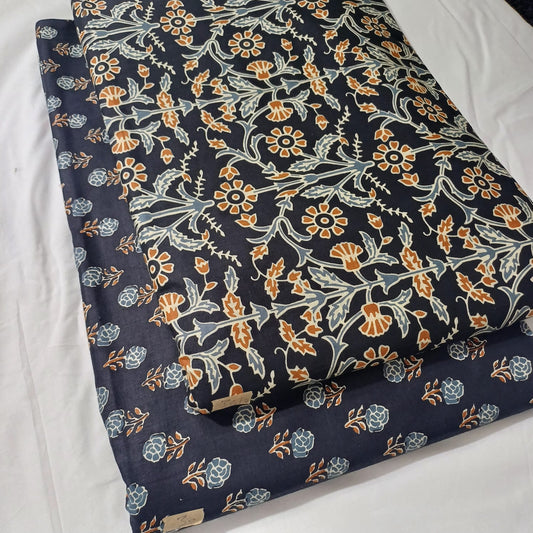 Floral Printed Pure Cotton Unstitched Top Bottom Combo Set 2.5 Mtr Top 2.5 Mtr Bottom