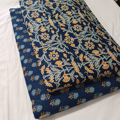 Floral Printed Pure Cotton Unstitched Top Bottom Combo Set 2.5 Mtr Top 2.5 Mtr Bottom
