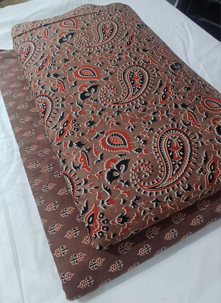 Floral Printed Pure Cotton Unstitched Top Bottom Combo Set 2.5 Mtr Top 2.5 Mtr Bottom