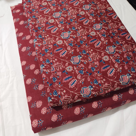 Floral Printed Pure Cotton Unstitched Top Bottom Combo Set 2.5 Mtr Top 2.5 Mtr Bottom