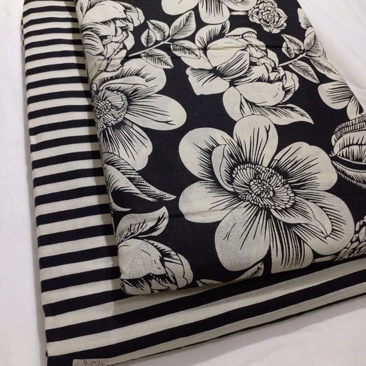 Floral Printed Pure Cotton Unstitched Top Bottom Combo Set 2.5 Mtr Top 2.5 Mtr Bottom