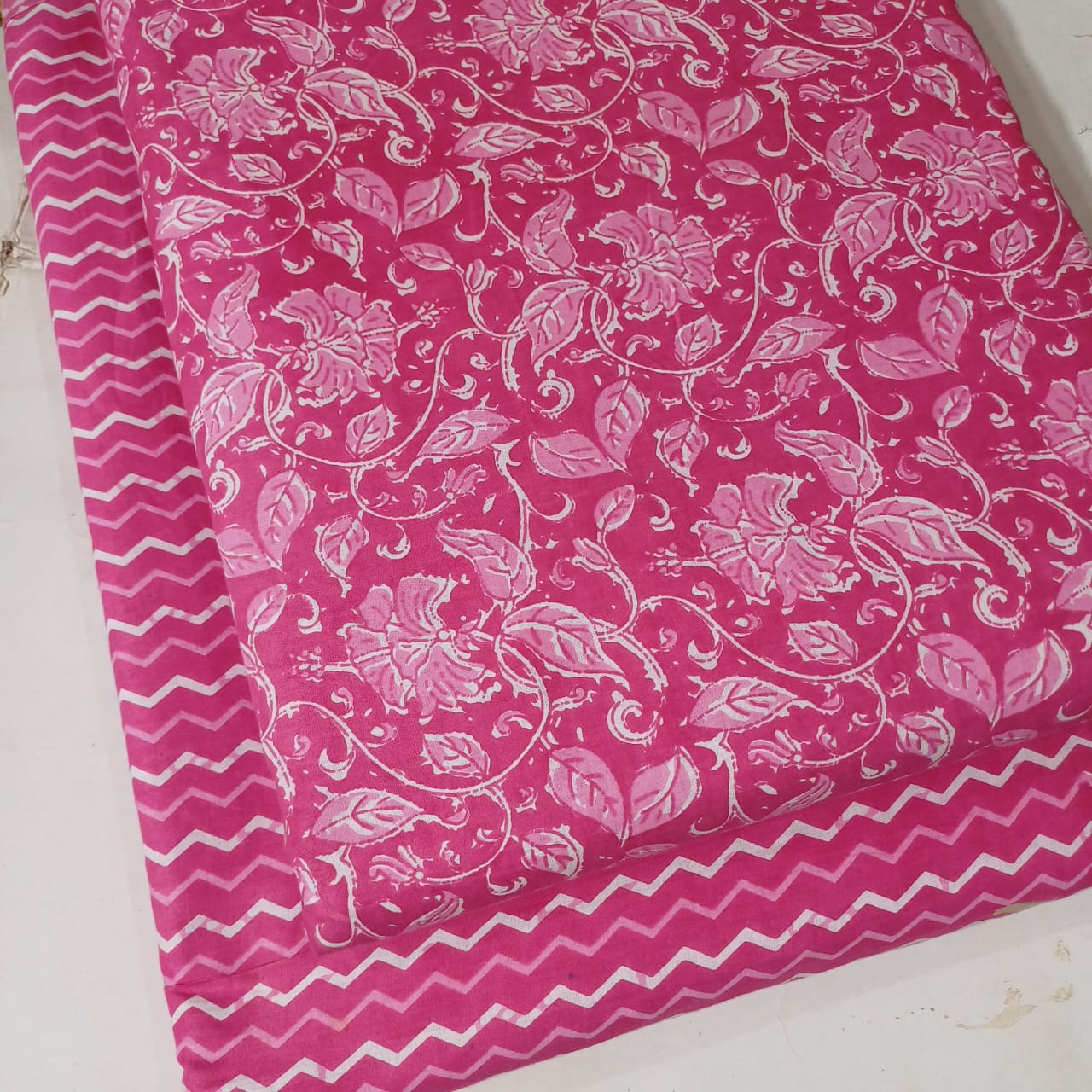 Floral Printed Pure Cotton Unstitched Top Bottom Combo Set 2.5 Mtr Top 2.5 Mtr Bottom