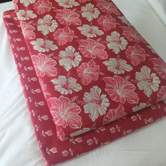 Floral Printed Pure Cotton Unstitched Top Bottom Combo Set 2.5 Mtr Top 2.5 Mtr Bottom