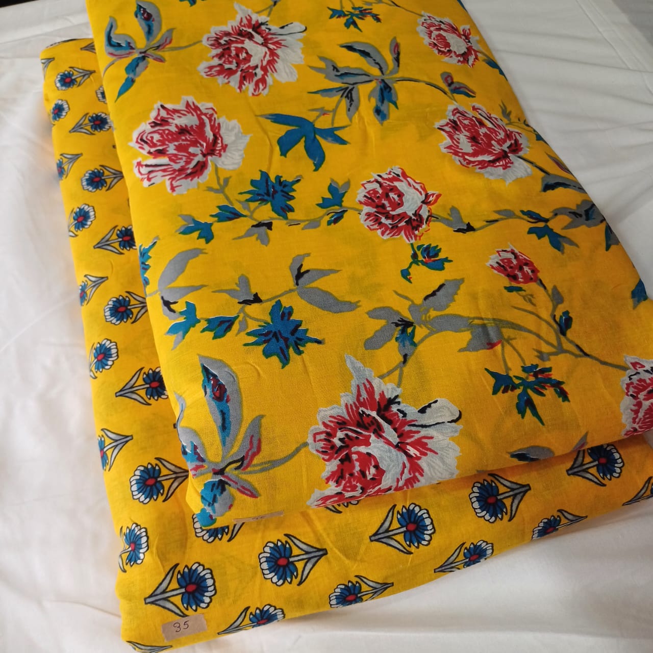 Floral Printed Pure Cotton Unstitched Top Bottom Combo Set 2.5 Mtr Top 2.5 Mtr Bottom