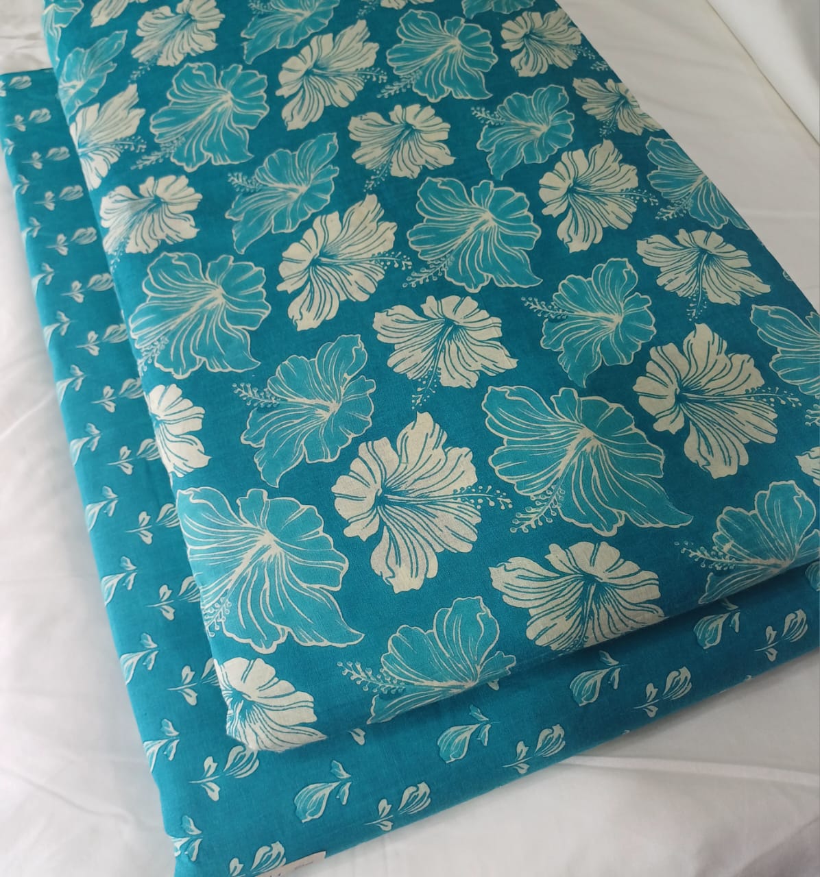Floral Printed Pure Cotton Unstitched Top Bottom Combo Set 2.5 Mtr Top 2.5 Mtr Bottom