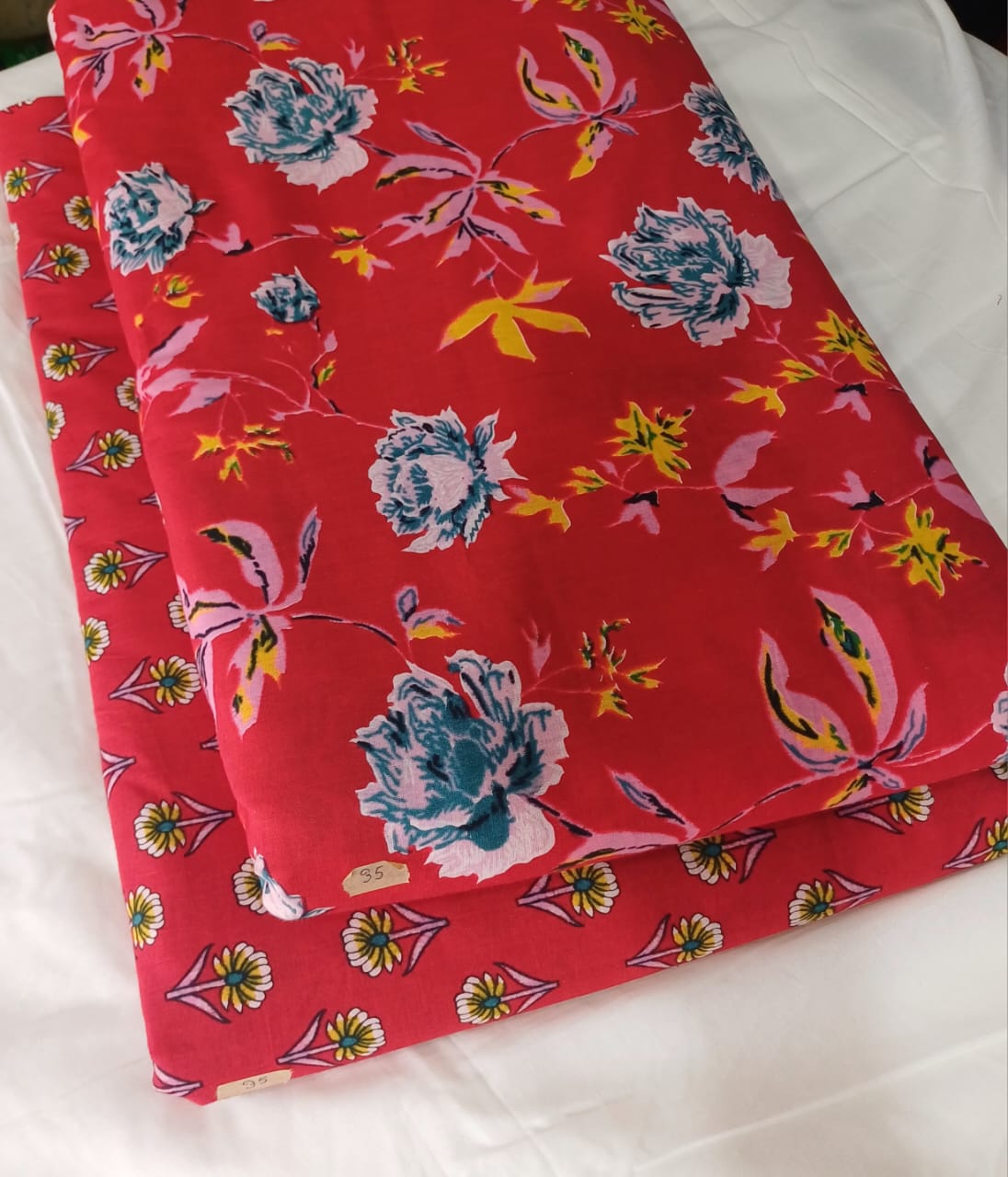 Floral Printed Pure Cotton Unstitched Top Bottom Combo Set 2.5 Mtr Top 2.5 Mtr Bottom