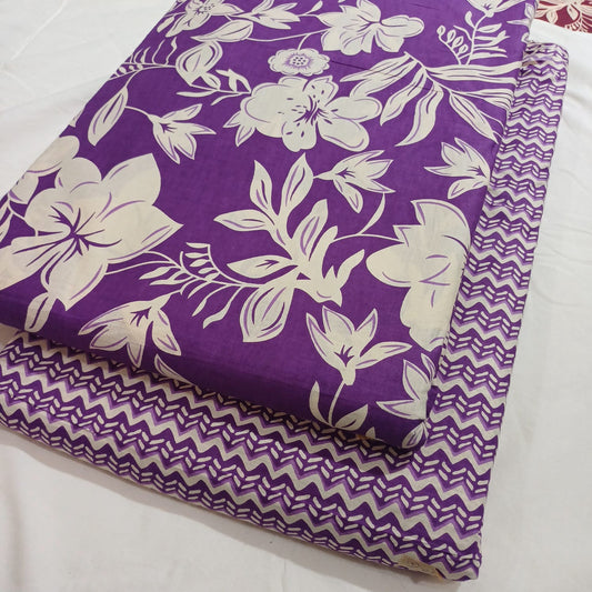 Floral Printed Pure Cotton Unstitched Top Bottom Combo Set 2.5 Mtr Top 2.5 Mtr Bottom