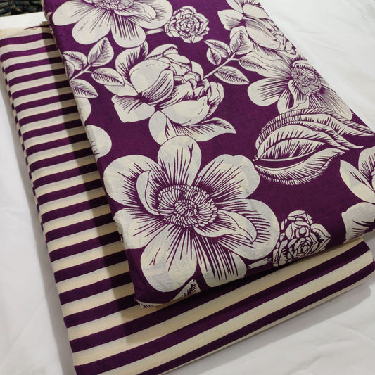 Floral Printed Pure Cotton Unstitched Top Bottom Combo Set 2.5 Mtr Top 2.5 Mtr Bottom
