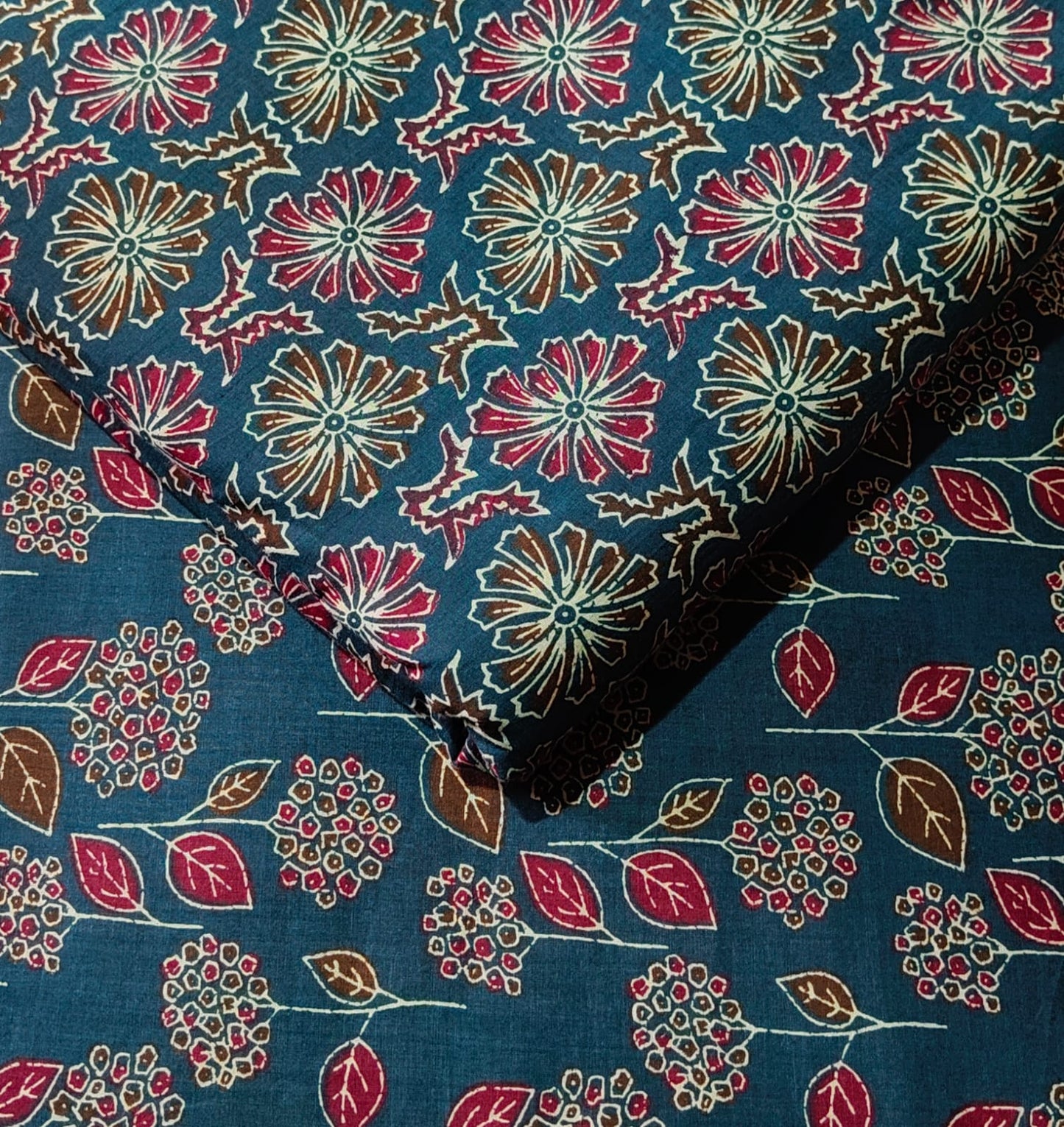 Floral Printed Pure Cotton Unstitched Top Bottom Combo Set 2.5 Mtr Top 2.5 Mtr Bottom