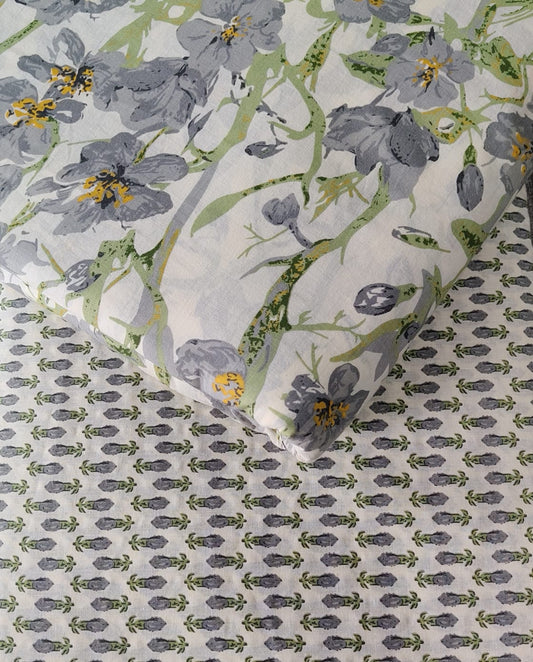 Floral Printed Pure Cotton Unstitched Top Bottom Combo Set 2.5 Mtr Top 2.5 Mtr Bottom