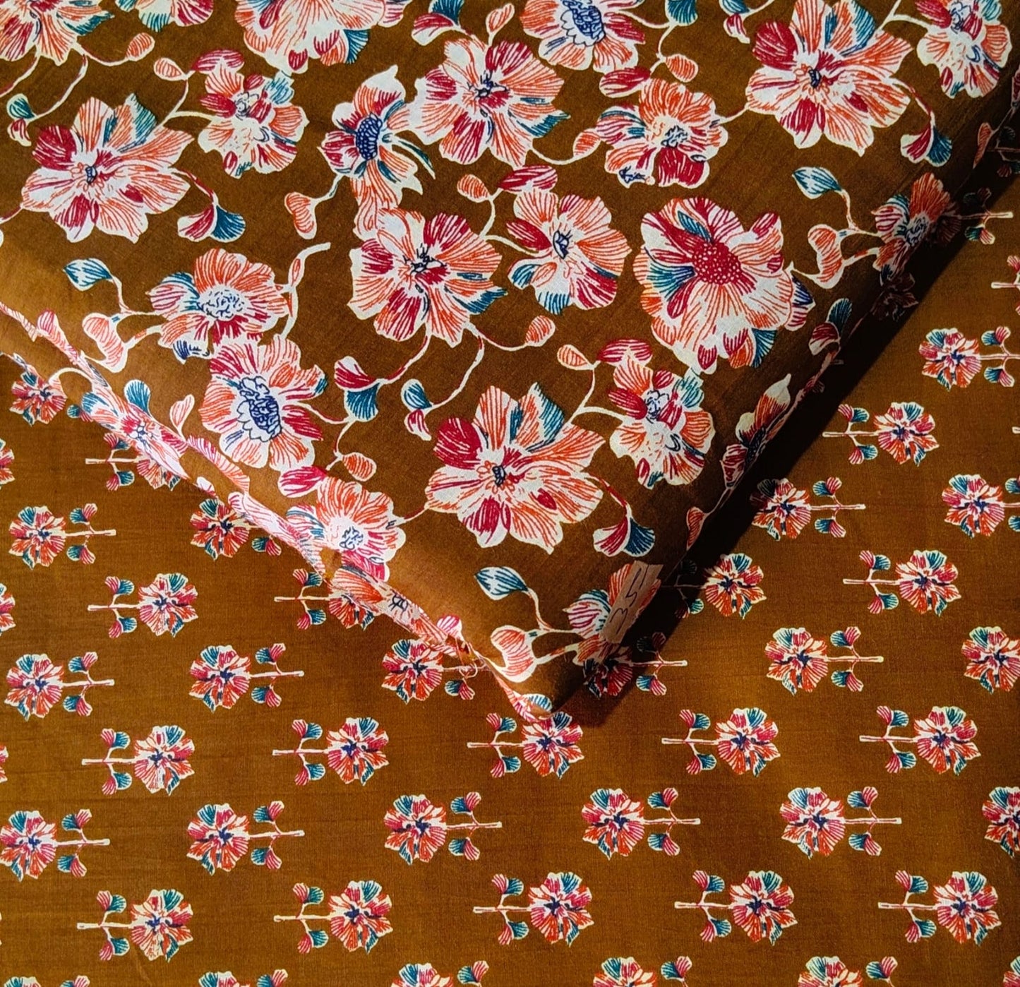 Floral Printed Pure Cotton Unstitched Top Bottom Combo Set 2.5 Mtr Top 2.5 Mtr Bottom