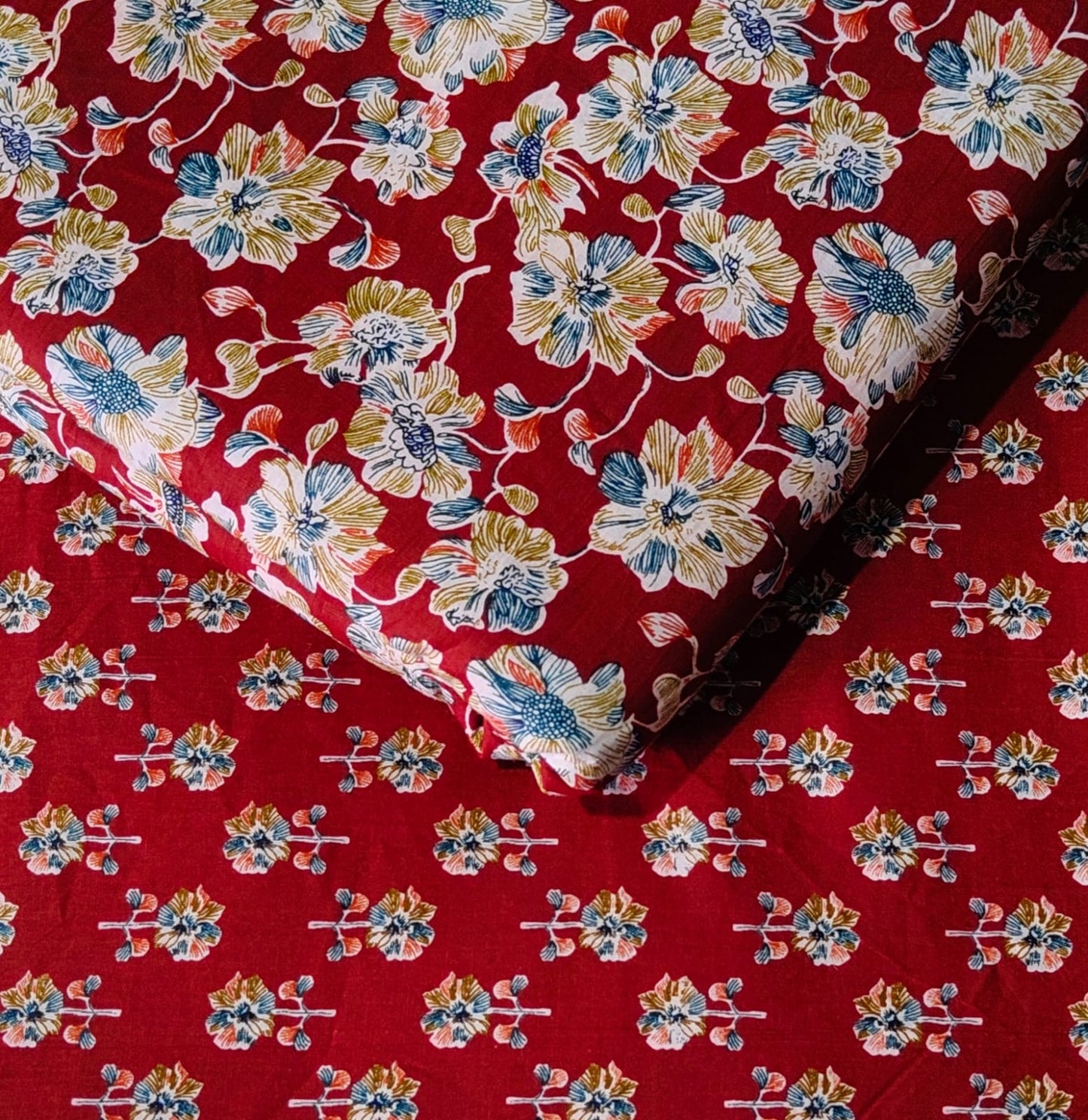 Floral Printed Pure Cotton Unstitched Top Bottom Combo Set 2.5 Mtr Top 2.5 Mtr Bottom