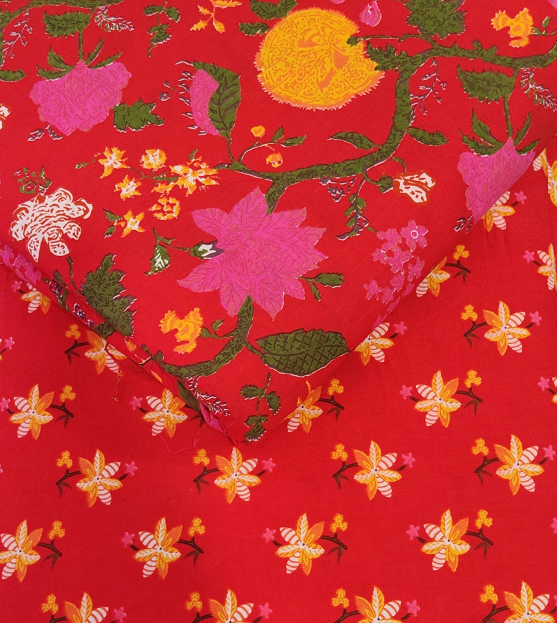Floral Printed Pure Cotton Unstitched Top Bottom Combo Set 2.5 Mtr Top 2.5 Mtr Bottom