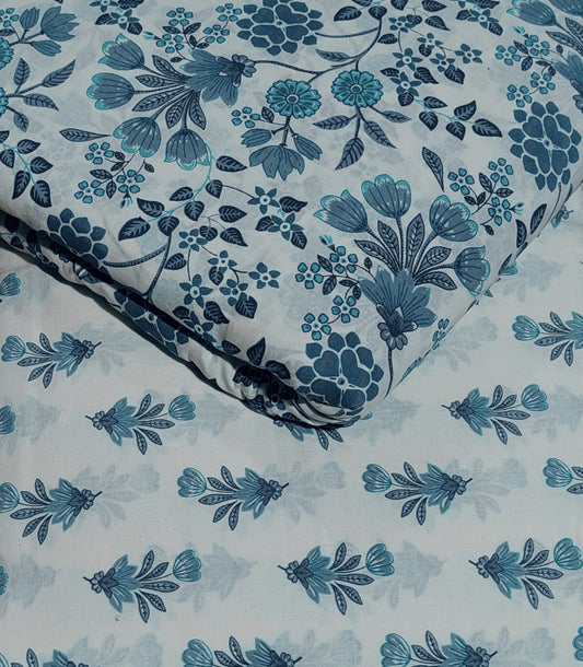 Floral Printed Pure Cotton Unstitched Top Bottom Combo Set 2.5 Mtr Top 2.5 Mtr Bottom