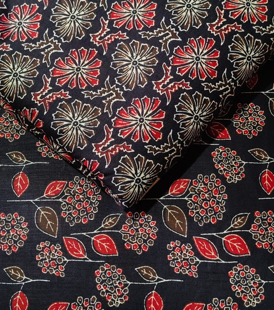 Floral Printed Pure Cotton Unstitched Top Bottom Combo Set 2.5 Mtr Top 2.5 Mtr Bottom