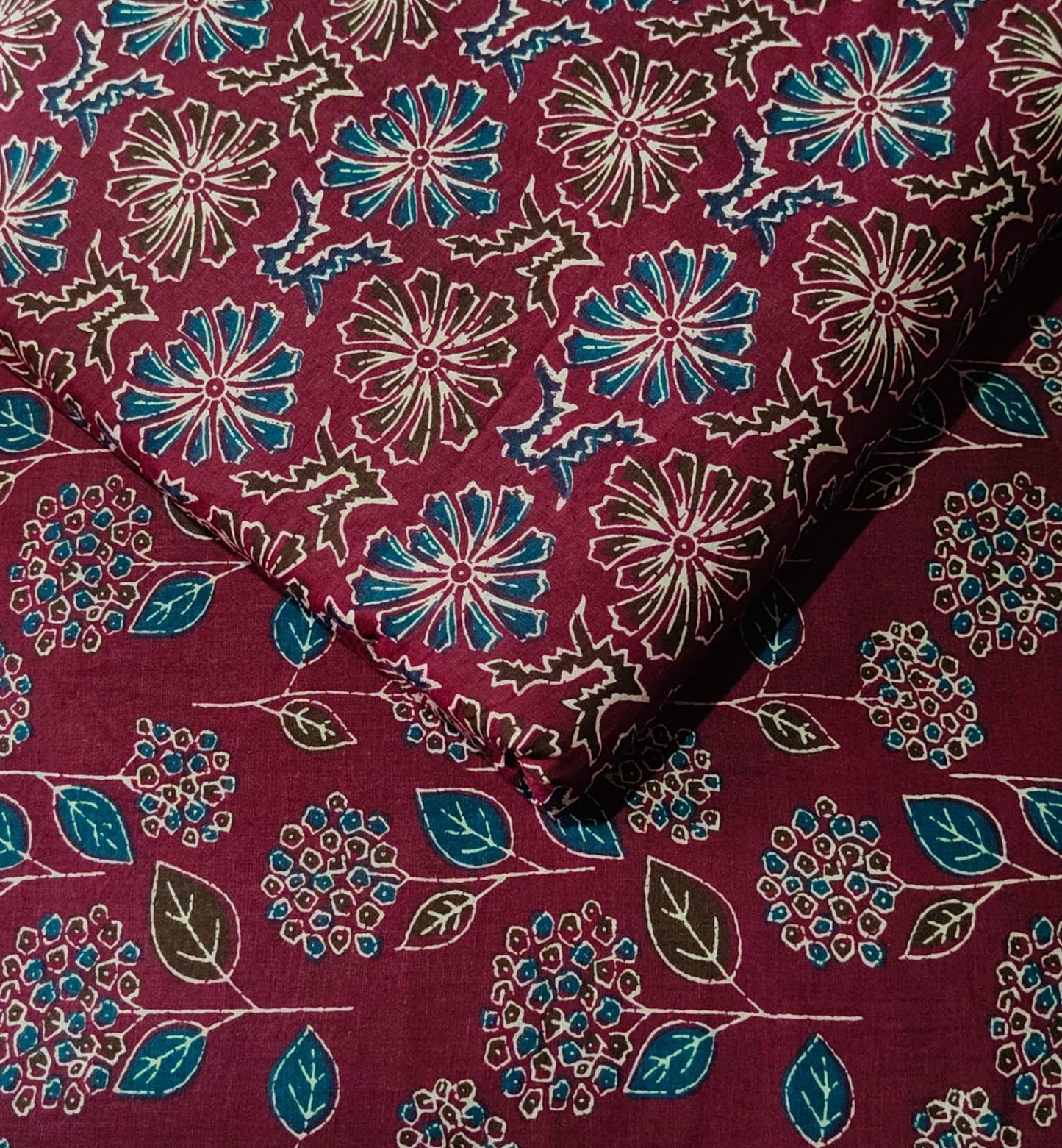 Floral Printed Pure Cotton Unstitched Top Bottom Combo Set 2.5 Mtr Top 2.5 Mtr Bottom