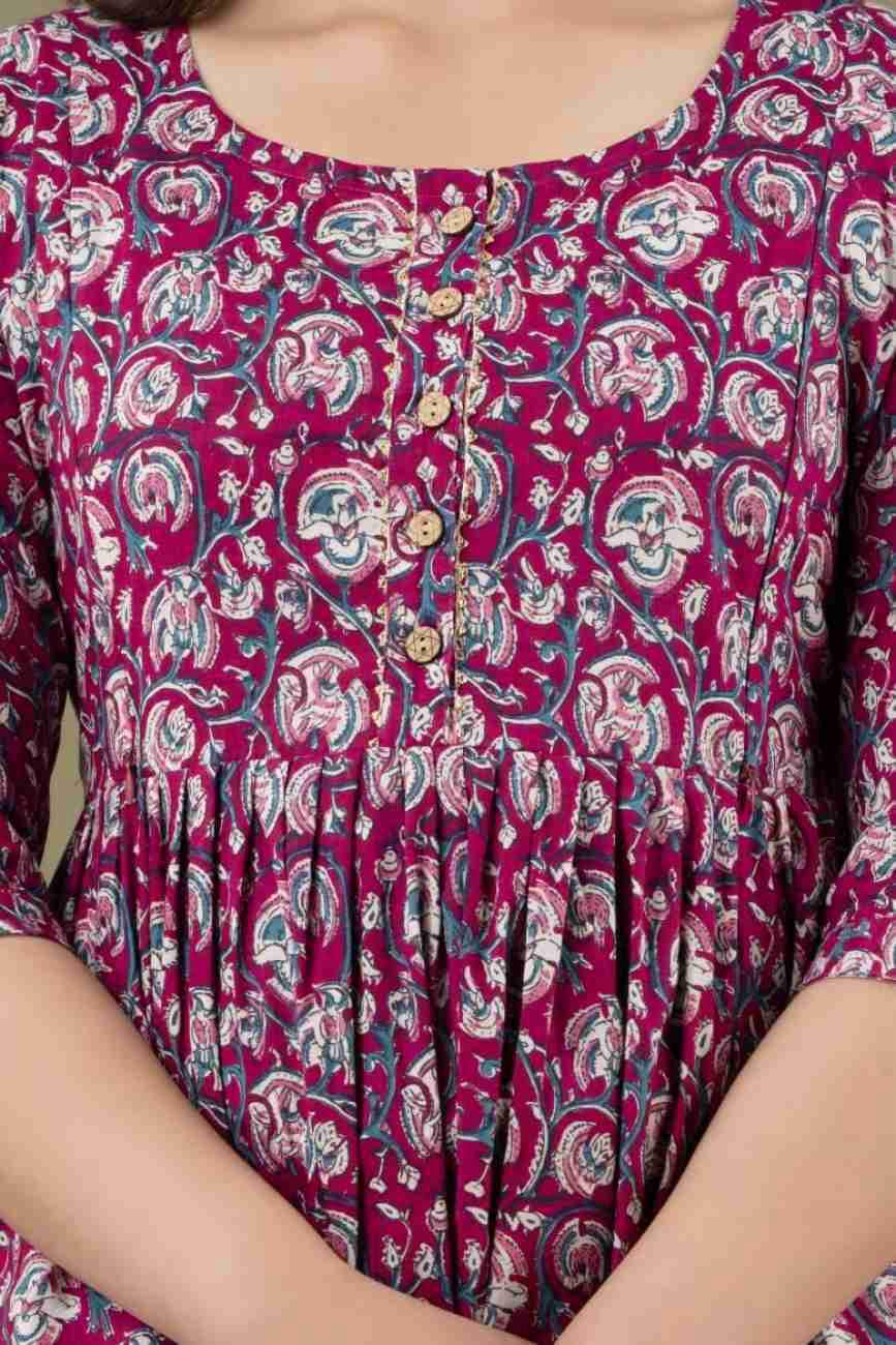 New Exclusive Cotton Cambric Floral Printed With Zip Design Maternity Gawn