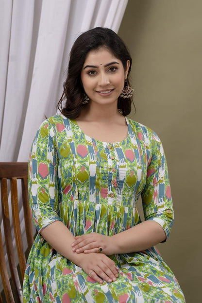 New Exclusive Cotton Cambric Floral Printed With Zip Design Maternity Gawn