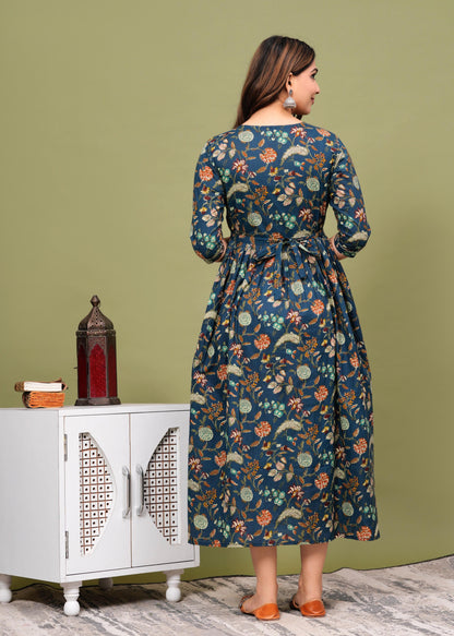 New Exclusive Cotton Cambric Floral Printed With Zip Design Maternity Gawn