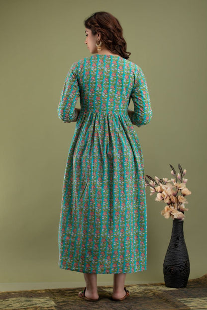 New Exclusive Cotton Cambric Floral Printed With Zip Design Maternity Gawn