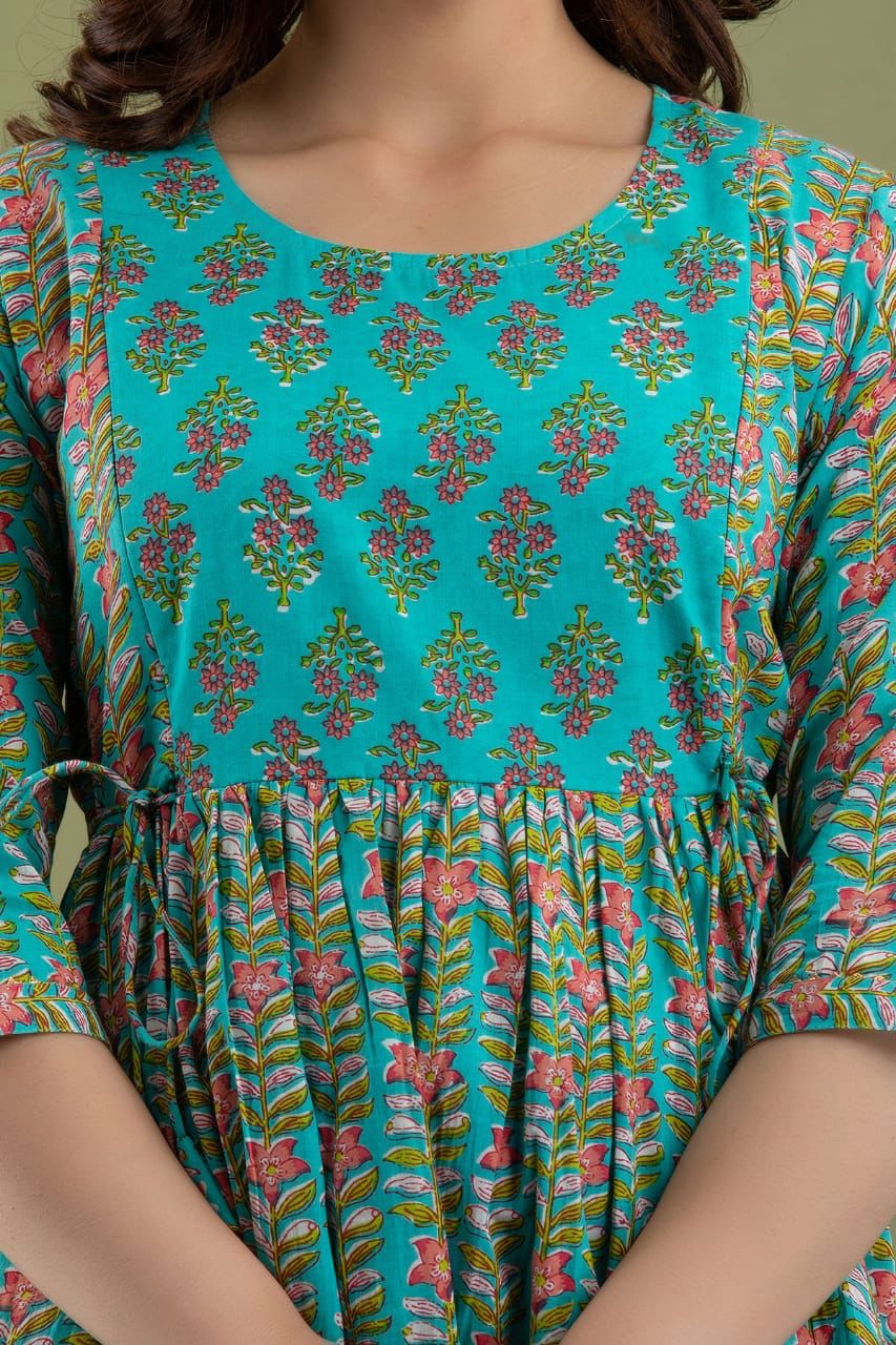 New Exclusive Cotton Cambric Floral Printed With Zip Design Maternity Gawn