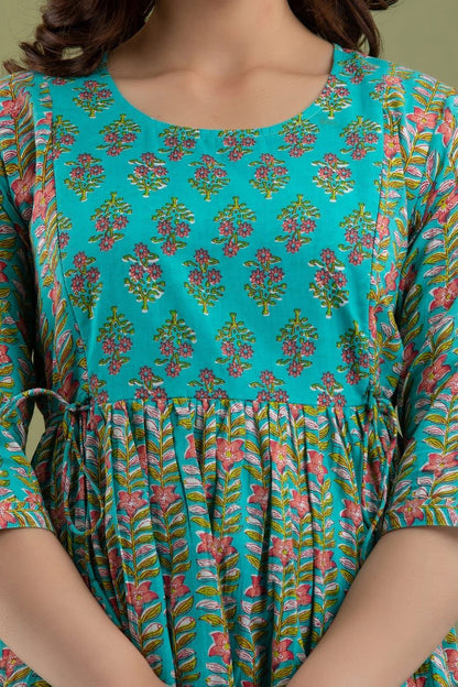 New Exclusive Cotton Cambric Floral Printed With Zip Design Maternity Gawn