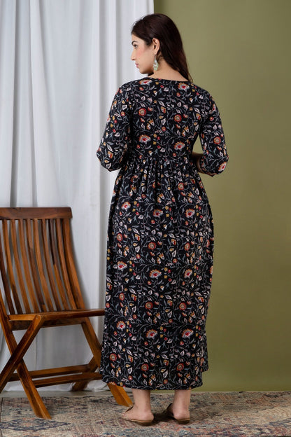 New Exclusive Cotton Cambric Floral Printed With Zip Design Maternity Gawn