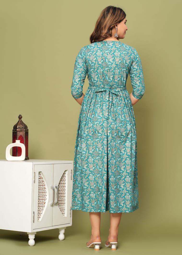 New Exclusive Cotton Cambric Floral Printed With Zip Design Maternity Gawn