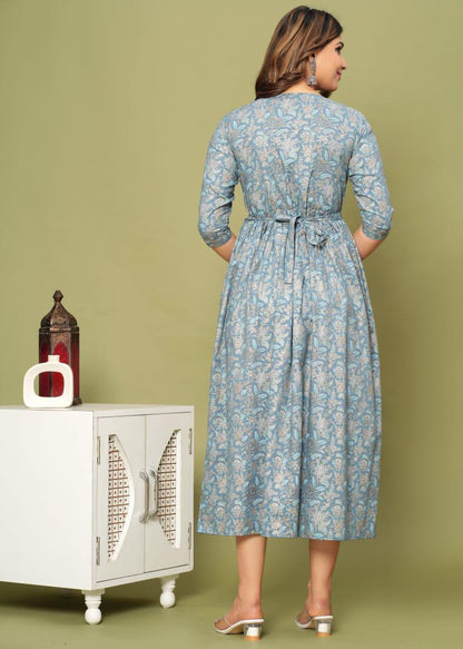 New Exclusive Cotton Cambric Floral Printed With Zip Design Maternity Gawn