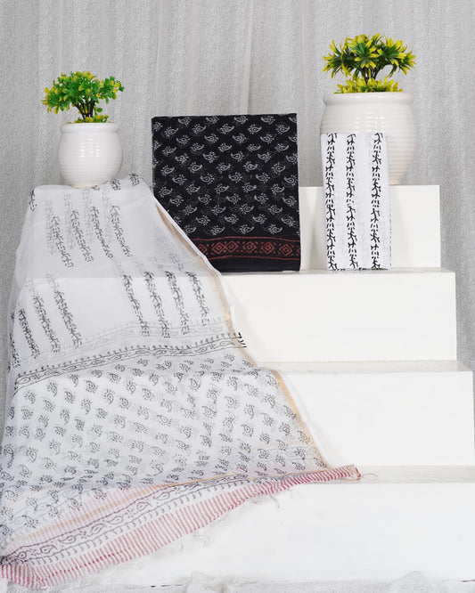 Pure Kota Doria Suit With Kota Doria Dupatta With (Jari Border)