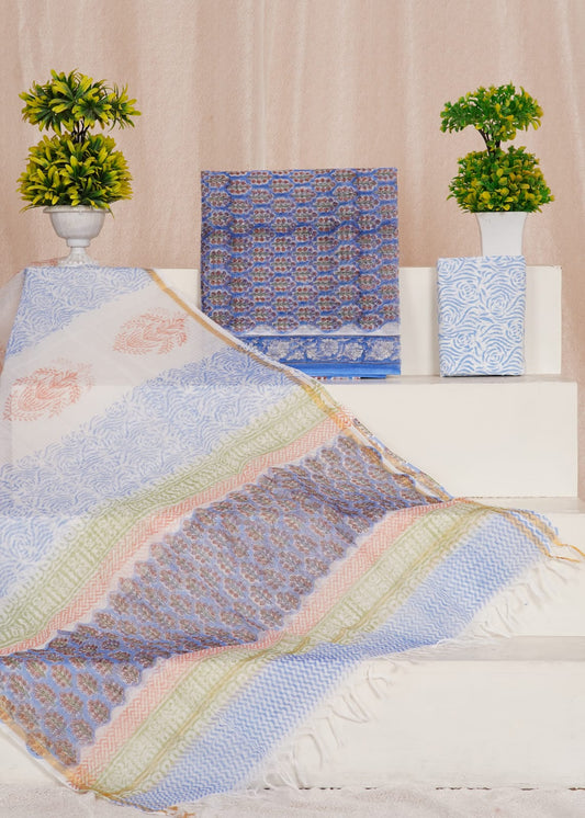 Pure Kota Doria Suit With Kota Doria Dupatta With (Jari Border)