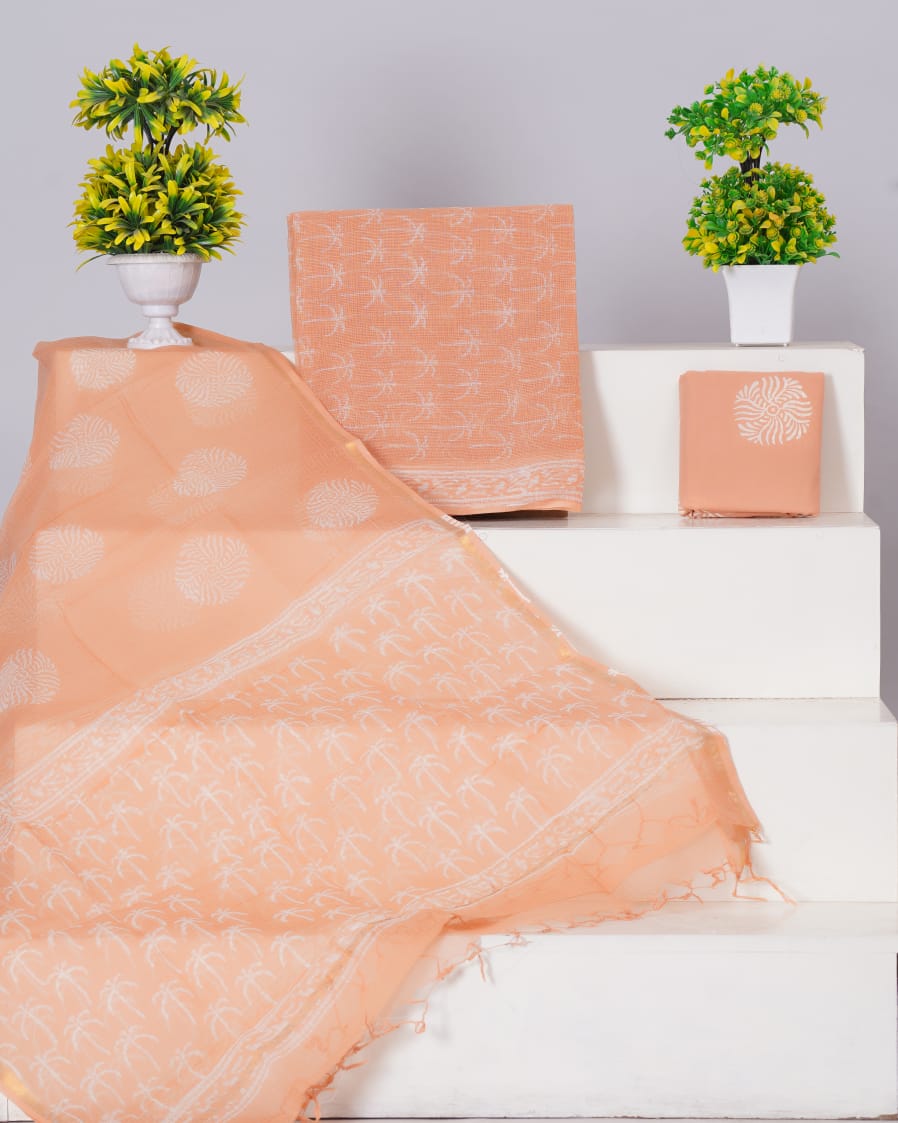 Pure Kota Doria Suit With Kota Doria Dupatta With (Jari Border)