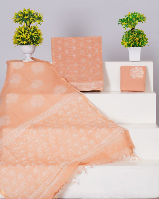 Pure Kota Doria Suit With Kota Doria Dupatta With (Jari Border)