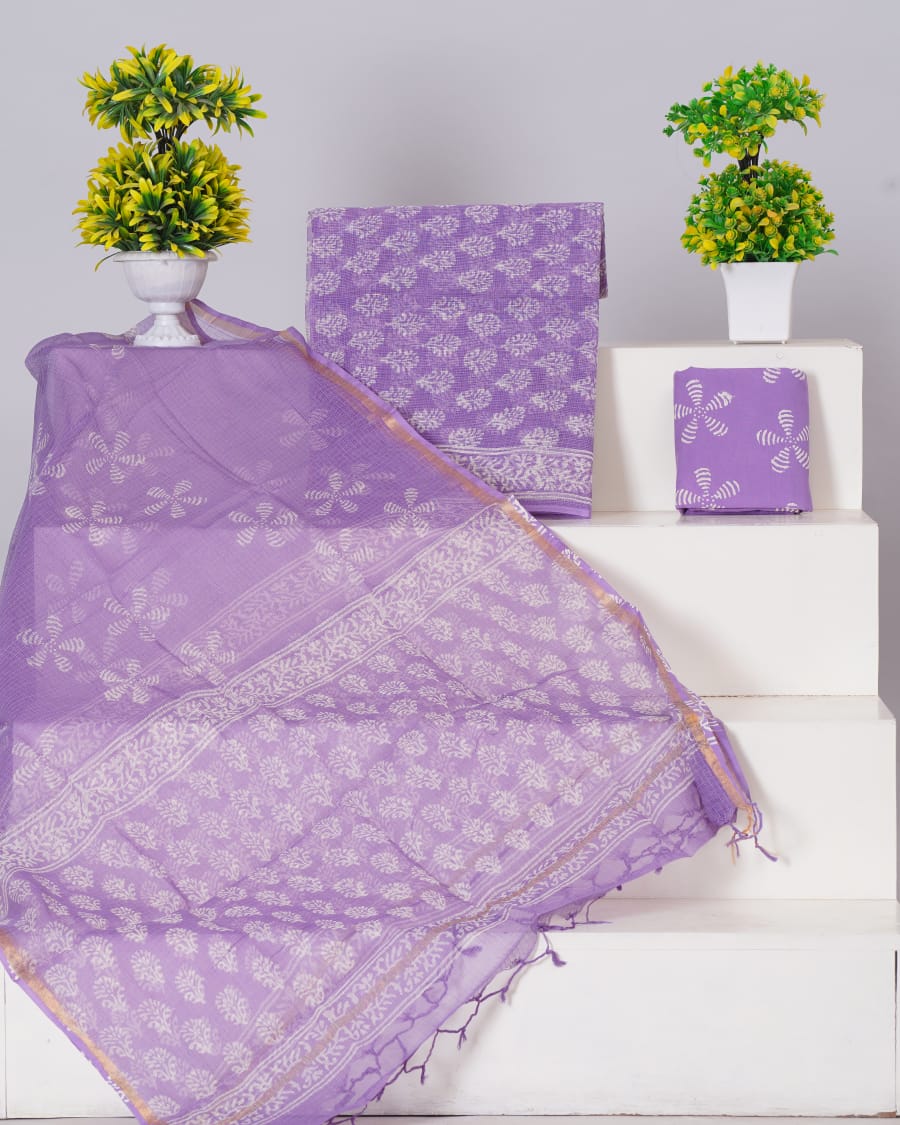 Pure Kota Doria Suit With Kota Doria Dupatta With (Jari Border)