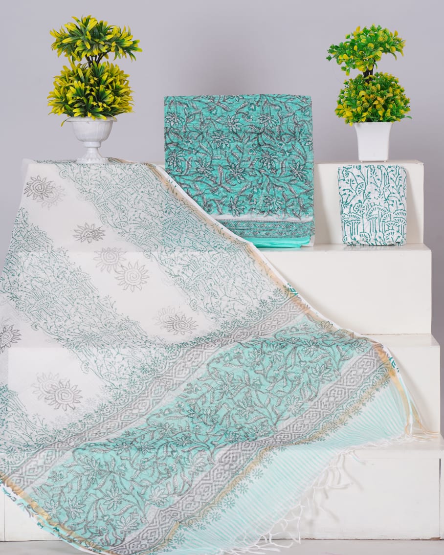 Pure Kota Doria Suit With Kota Doria Dupatta With (Jari Border)