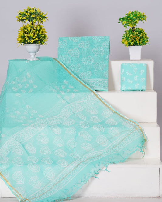 Pure Kota Doria Suit With Kota Doria Dupatta With (Jari Border)