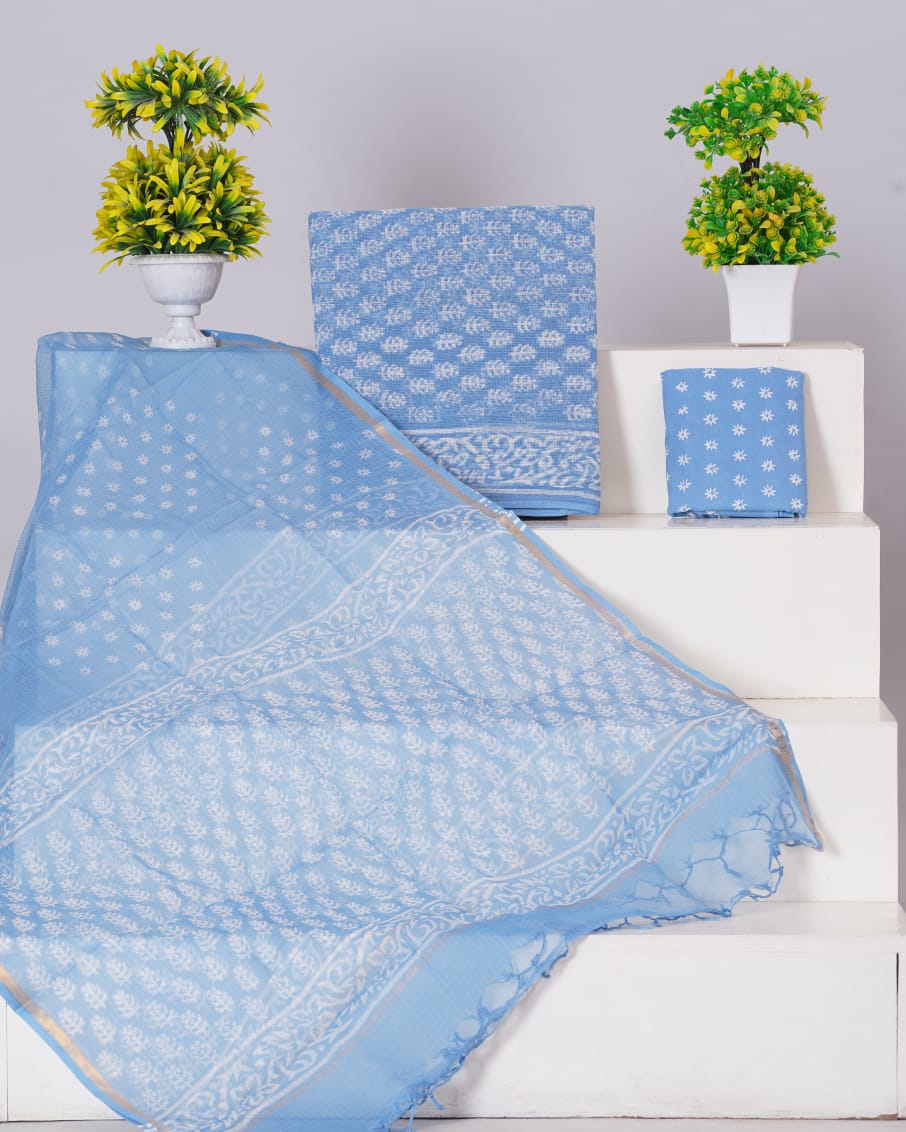 Pure Kota Doria Suit With Kota Doria Dupatta With (Jari Border)