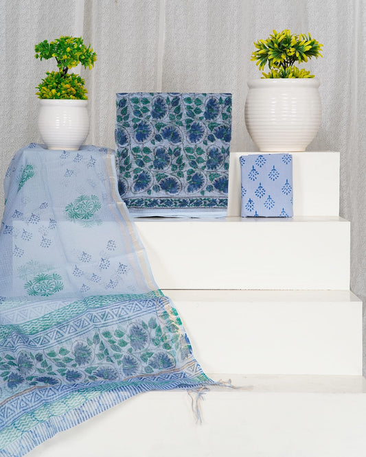 Pure Kota Doria Suit With Kota Doria Dupatta With (Jari Border)