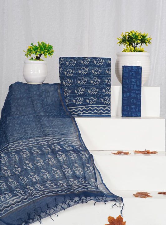 Pure Kota Doria Suit With Kota Doria Dupatta With (Jari Border)