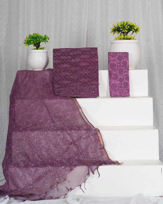 Pure Kota Doria Suit With Kota Doria Dupatta With (Jari Border)