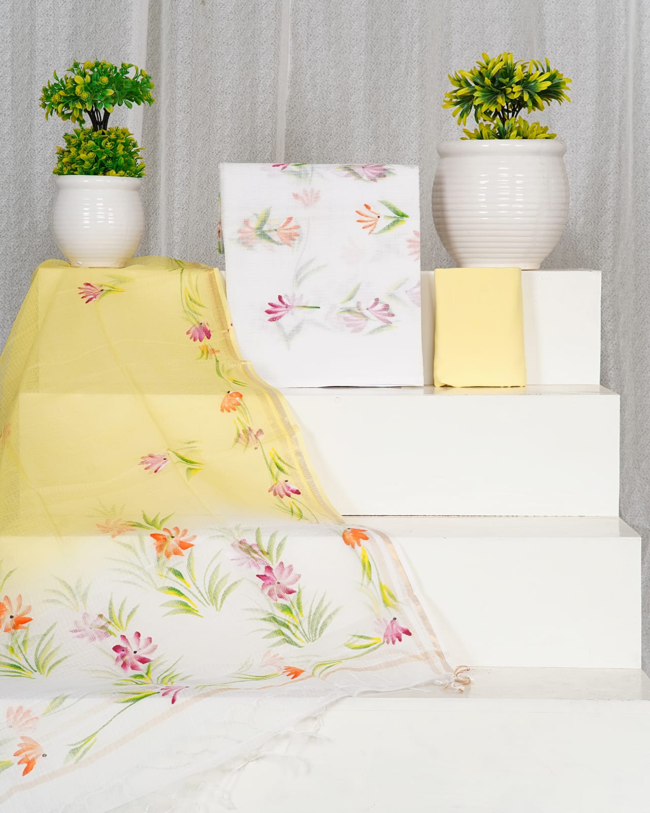 Pure Kota Doria Suit With Kota Doria Dupatta With (Jari Border)