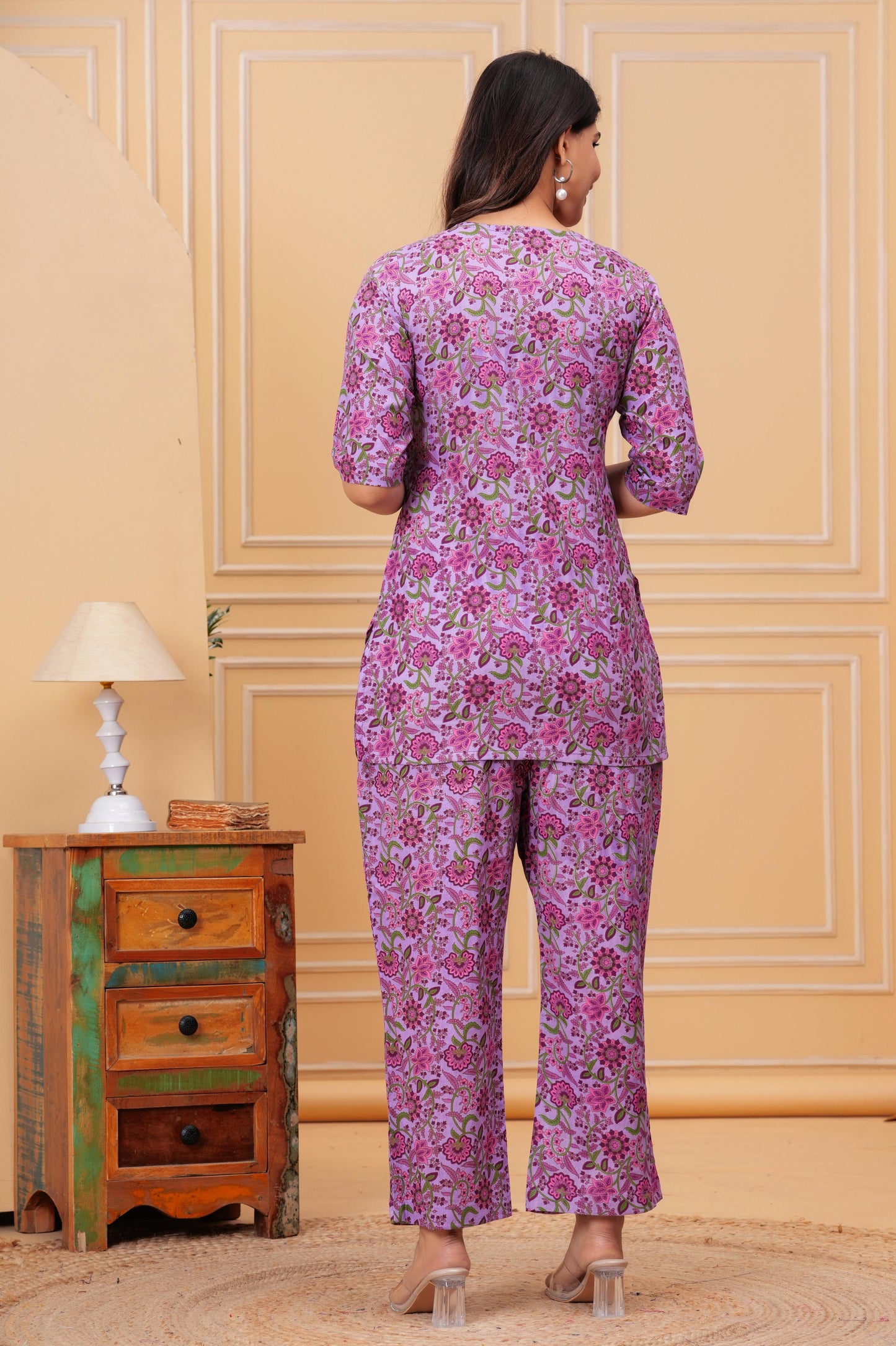 🦋NEW EXCLUSIVE FLORAL PRINTED COTTON CAMBRIC MATERNITY LONG CORD SET