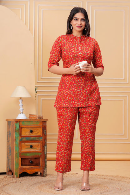 🦋NEW EXCLUSIVE FLORAL PRINTED COTTON CAMBRIC MATERNITY LONG CORD SET