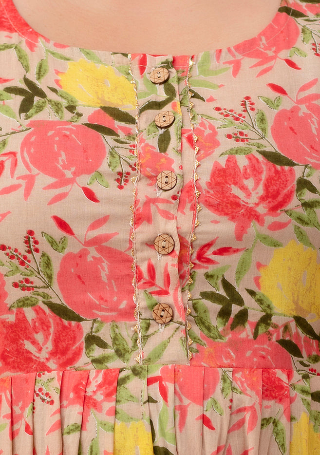 New Exclusive Cotton Cambric Floral Printed With Zip Design Maternity Gawn